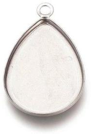 Stainless Steel Teardrop Bezel Cabochon Pendant