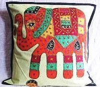 Boho Elephant Patch Cushion Cover