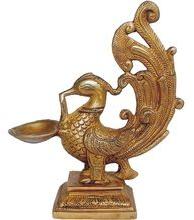 Bird With Diya oil lamp Metal Sculpture