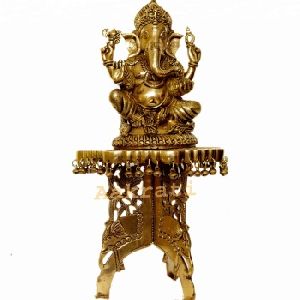 Brass Chowki With Ganesha