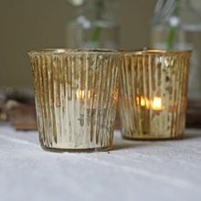 GLASS GOLD TEA LIGHT HOLDER