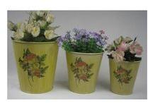 metal planters hand painted