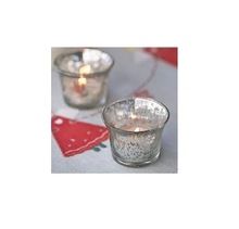 Silver antique glass candle holder