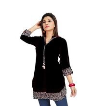 cotton Women White Indigo Dot Printed Kurtis