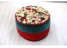 Cotton Floral Round Pouf