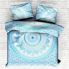 Cotton Hand Screen Print Ombre Mandala Blanket Cover