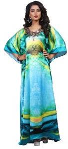 Multi Color Satin Silk Digital Printed Long Kaftans