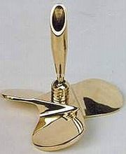 Brass pen holder with ship fan