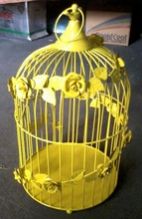 Decorative metal bird cage with rose flower design