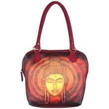 Buddha Digital Print Maroon Women`s Handbag