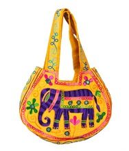 Elephant Embroidered Matka Tote Shopping Bag