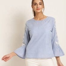 Embroidered Bell Sleeve Casual Party Wear Top