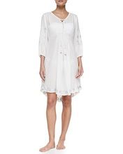 Embroidered Hawaiian Tunic Coverup, Pearl kaftan