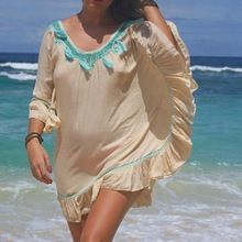 embroidery bikini cover casual long beachwear swimwear