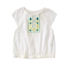 Girls Geometric Embroidered Top Blouse