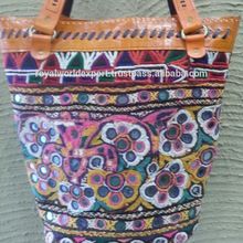 Leather Purse Embroidered Shoulder Bag