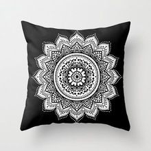 Ombre Design Black White Mandala Cushion Case Cover