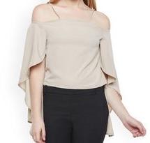 Plain White Rayon Crop Top Multicolor