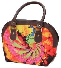 Peacock Pattern Digital Print Canvas Handbag