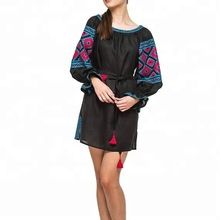 Women Designer Embroidery Pink Blue Mexican Sleeve