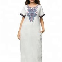 Women Machine Embroidery Mexican Half Sleeve Casual Dress