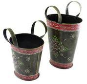 Set of 2 Iron Plated Bucket For Home Decor