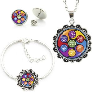 7 Chakra Glass Jewelry Set