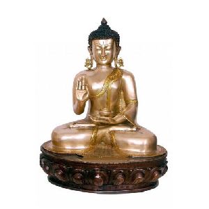 CARVED GOLD GILDED GURU MILAREPA COPPER STATUE