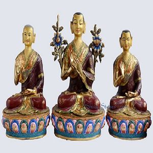 Guru Tsongkhapa Copper Statues Set