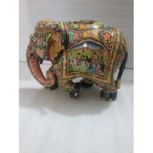 Handmade Painted Mughal Wooden Elephant
