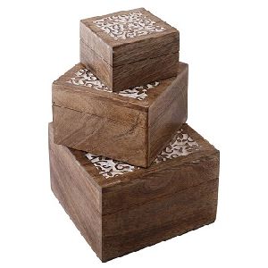 Mango Wood Square Jewelry Boxes