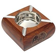 Wooden Stainless Steel Cigar Ash Tray