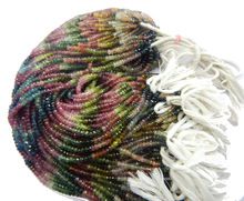 Natural Multi Watermelon Tourmaline Faceted Rondelle Beads