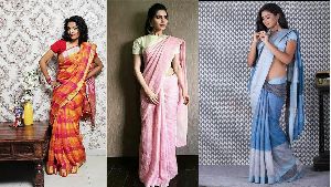 Linen plain sarees