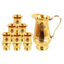 brass setjug and five glass