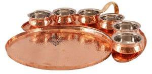 copper full moon tray with 5 sauce pot