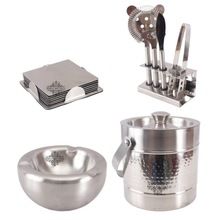 steel ice bucket with bar tool set