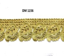 Gold Zari Embroidered Dupion Fabric