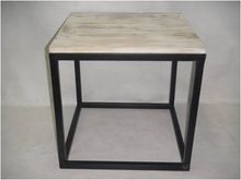 antique artful fir wood top square metal table