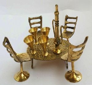 Brass Shades Set Of Table And Chair