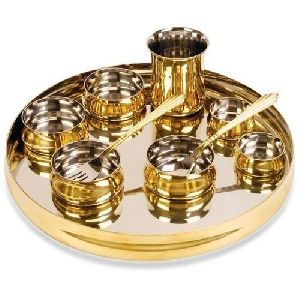 Golden And Silver Coated Circular Dinner Set