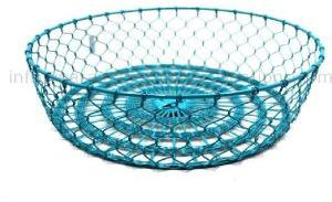 Viridian Green Finish Iron Mesh Round Baskets