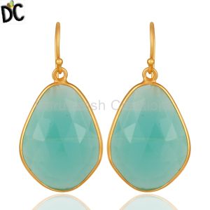 Aqua Chalcedony Gemstone Earrings