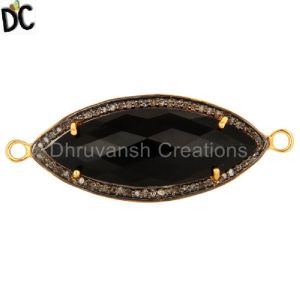 Black Onyx Gemstone Diamond Connector