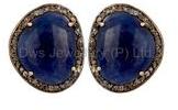 Blue Sapphire Diamond Set Stud Earring