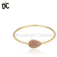 Chalcedony Gemstone Brass Bangle