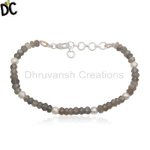 Gray Moonstone Beaded Bracelet