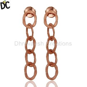Hammered Link Chain Dangle Earrings