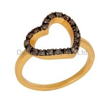Heart Shape Gold Plated Diamond Engagement Ring