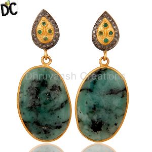 Natural Emerald Gemstone Earrings